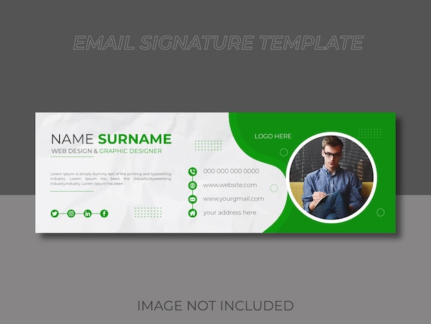 Email signature template or email footer and personal social media cover template design