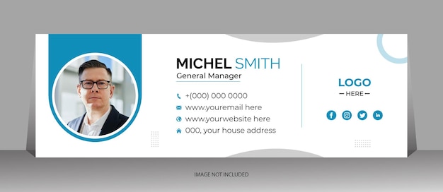 Email signature template or email footer and personal social media cover template