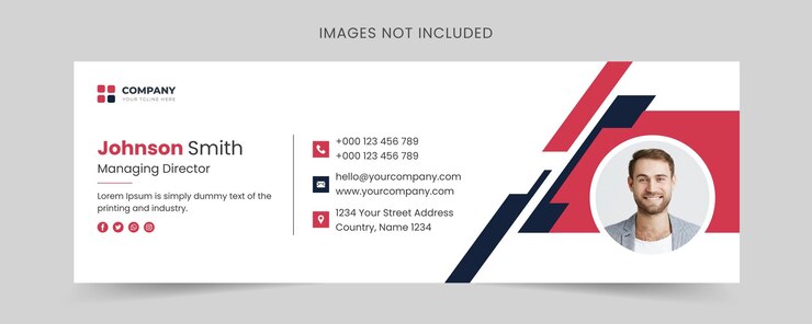 Vector email signature template or email footer and personal social media cover