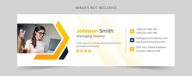 Modello di firma e-mail o piè di pagina e-mail e copertina dei social media personali
