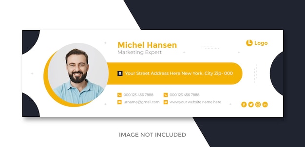 Modello di firma dell'e-mail o piè di pagina dell'e-mail e design della copertina di facebook dei social media personali vettore gratuito