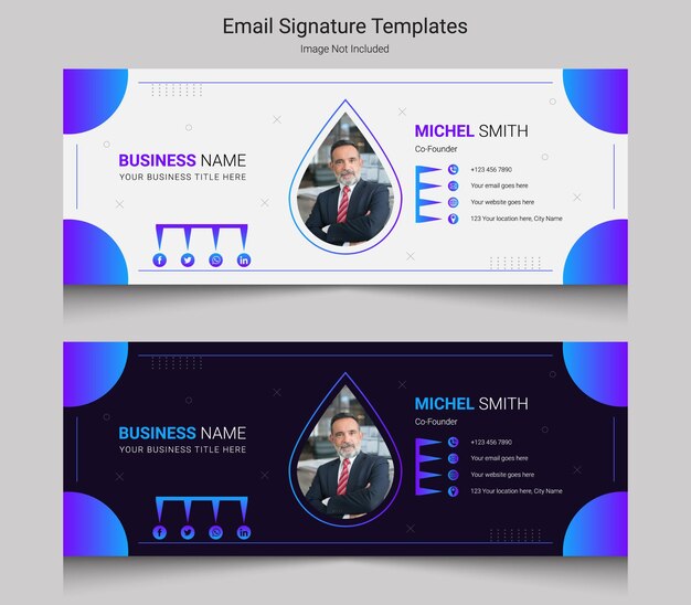 Vector email signature template or email footer and personal social media and instagram cover design