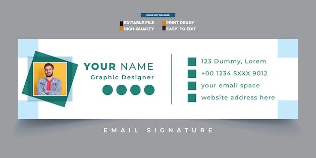 Vector email signature template or email footer and professional email signature vector template