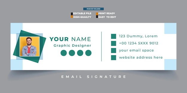 Vettore modello di firma di e-mail o piè di pagina di e-mails e vettore di firma di e-mail professionale modello