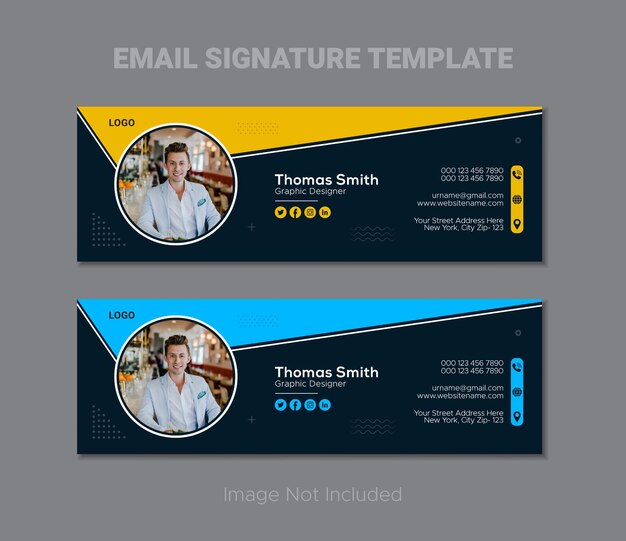 Vector email signature template or email footer and social media cover design template