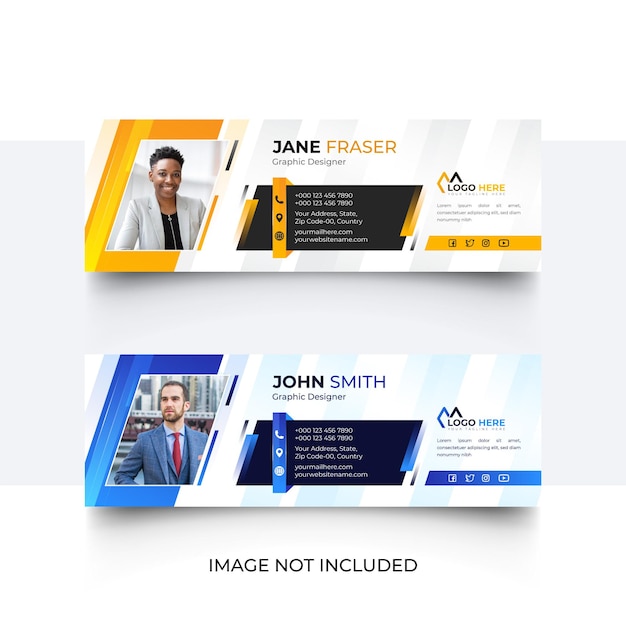 Email signature template or email footer and social media cover template design set