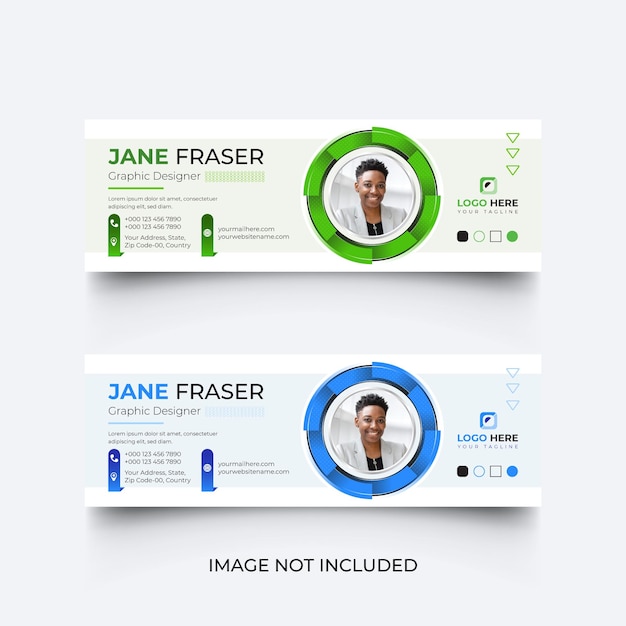 Email signature template or email footer and social media cover web banner template design set