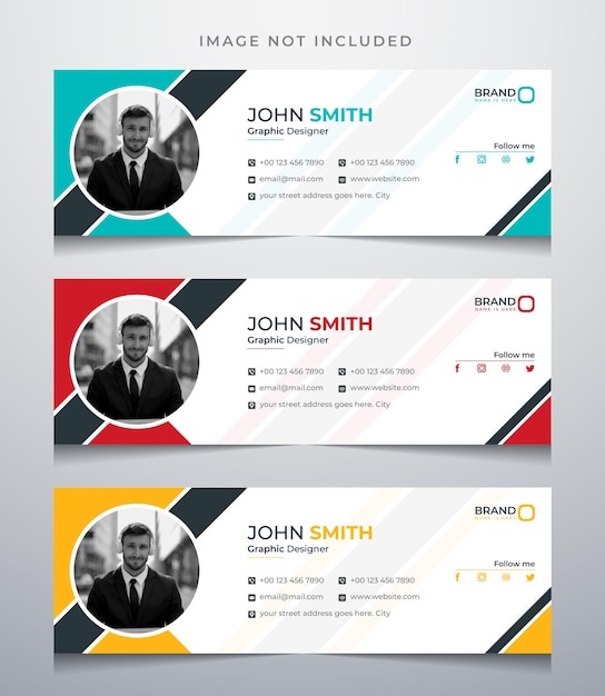 Vector email signature template and personal social media cover design