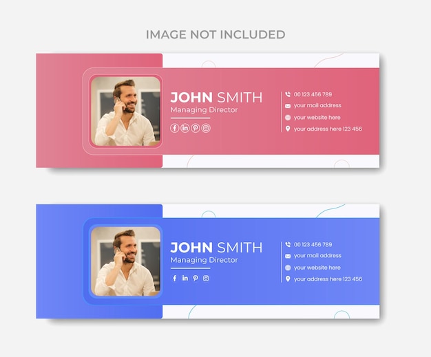 Email signature template and personal social media covers in a minimalist style Premium Vector