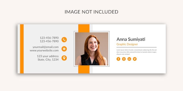 이메일 서명 템플릿 및 개인 소셜 미디어 이메일 바닥글 표지 Premium Vector