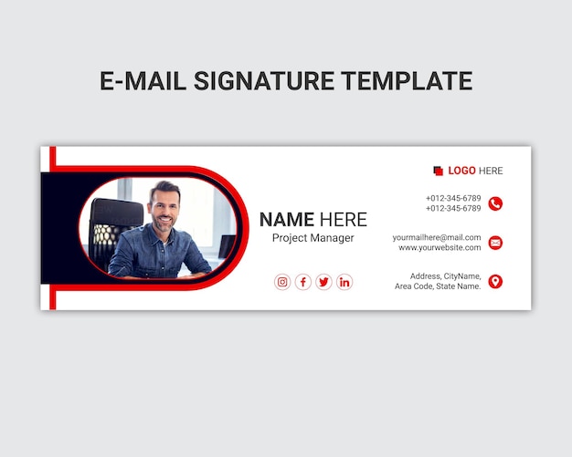 Vector email signature template and social cover design