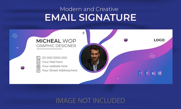 Vector email signature template vector personal social media design