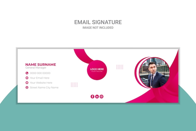 Vector email signature template with social media design template