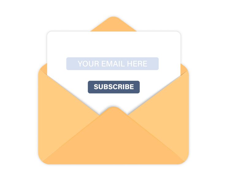 Vector email subscribe. envelope with subscription form in flat style for email marketing or website for ui ux web design with text and button. text box and subscribe button