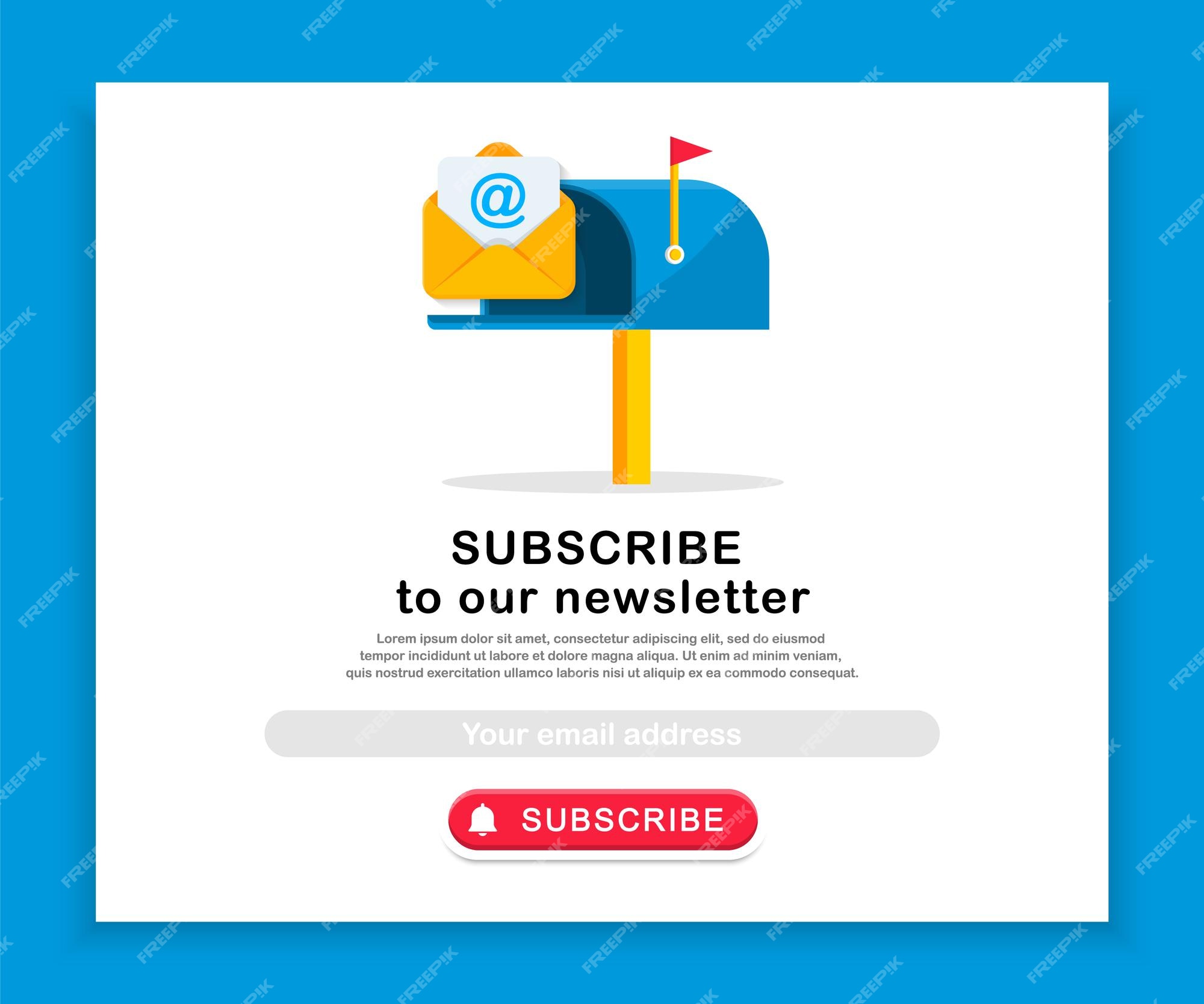 Premium Vector Email subscribe template with mailbox and envelope Premium Vector Email subscribe template with mailbox and envelope