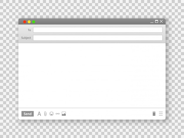 Вектор Окно электронной почты. интерфейсы интерфейса рамки пустого текстового сообщения для интернет-сайта на прозрачном фоновом изображении