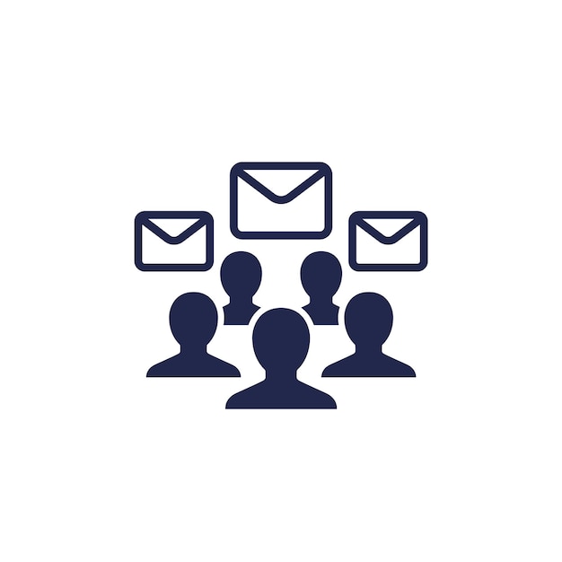 Emails and people icon on white