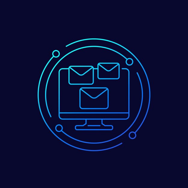 Emails on screen line vector icon