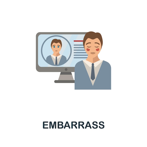 Плоская иконка Embarrass Цветной знак из коллекции киберзапугивания Креативная иллюстрация иконки Embarrass для инфографики веб-дизайна и многого другого