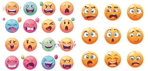 Embarrassed emoji set Social networks and instant messengers chat comment reactions