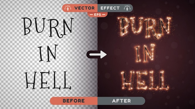 Vector ember bewerkbare teksteffect-lettertypestijl