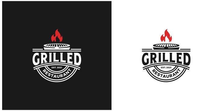 Embleem gegrild restaurant vintage stijl