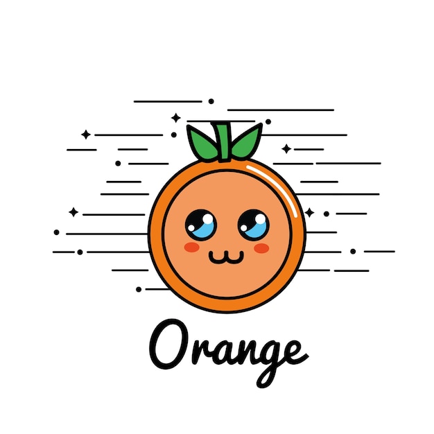 Embleem kawaii grappige oranje pictogram