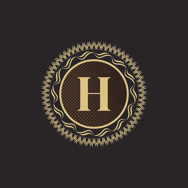 Vector embleem letter h gold monogram design luxe volumetrisch logo template 3d line ornament voor bedrijven