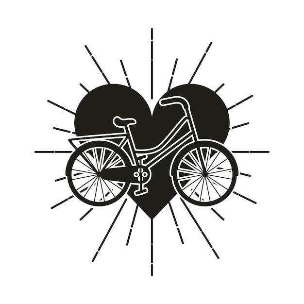 embleem met hart en fiets pictogram