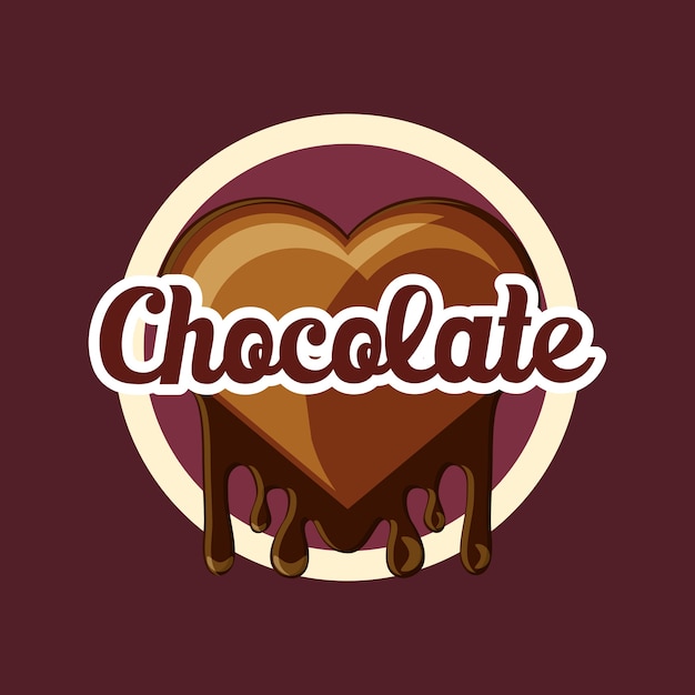 Vector embleem met hart van chocoladepictogram over bruine achtergrond