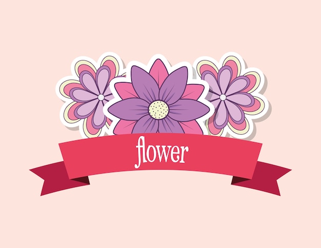 embleem met prachtige bloemen pictogram