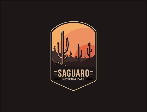 Embleem patch logo afbeelding van saguaro national park op donkere achtergrond