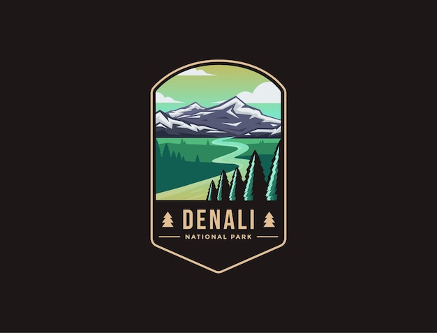 Vector embleem patch logo van denali national park