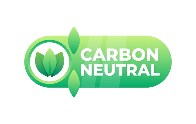 Embleem voor koolstofneutraliteit met een bladpatroon dat de toewijding tot het verminderen van koolstof vertegenwoordigt