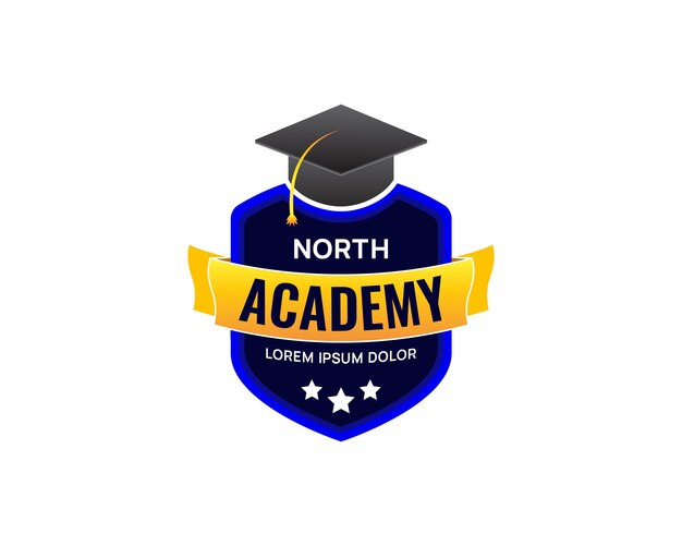 Vector emblem academy logo with graduation hat