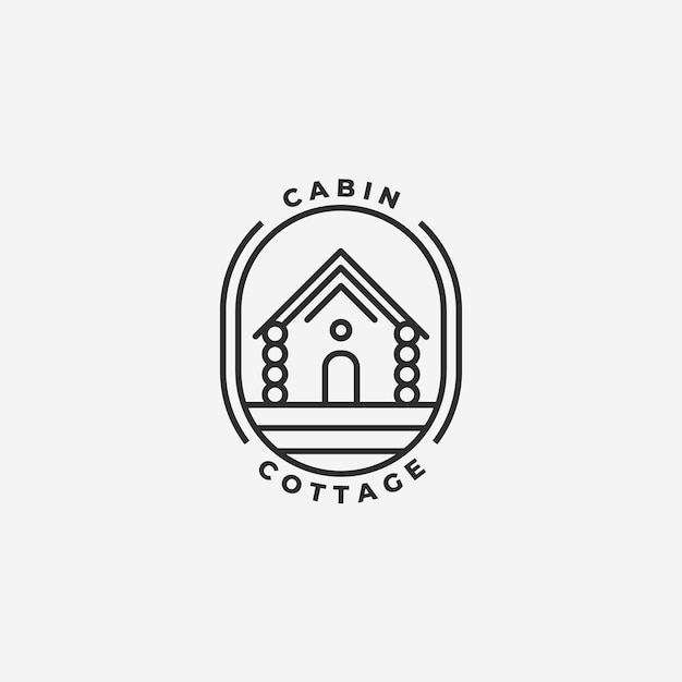 Distintivo dell'emblema delle cabine cottage line art logo design minimalista vettoriale illustrazione