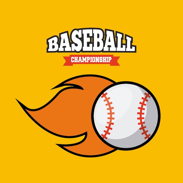 Emblem of baseball sport with ball on fire icon