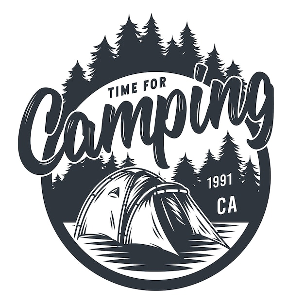 벡터 ⁇ 블럼 캠핑 텐트와 숲 여행 모험