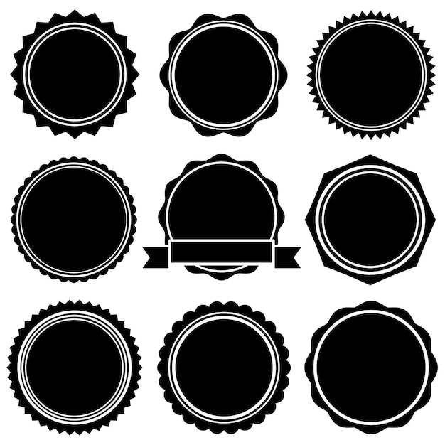 Vector emblem collection. vector set with black label. geometry frame for text. web button and sticker for