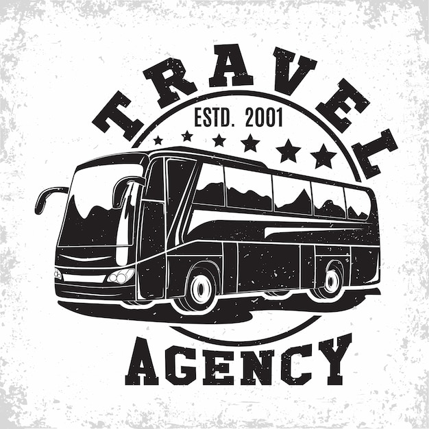 эмблема организации экскурсии или аренды туристического автобуса