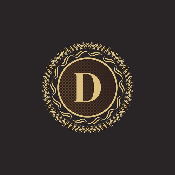 Vector emblem letter d gold monogram design luxury volumetric logo template 3d line ornament for business