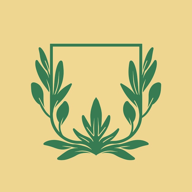 Emblem Linked Green Leaf Vector Design