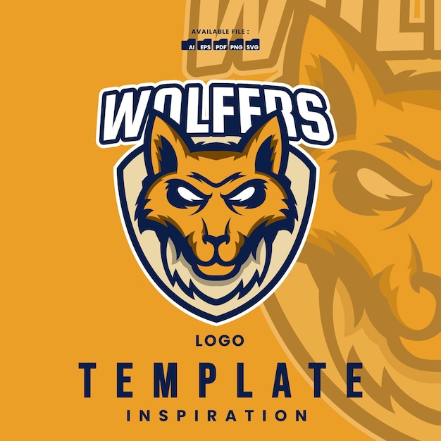 Emblem, Logo template with Wolf and Fox head. design element for Esport