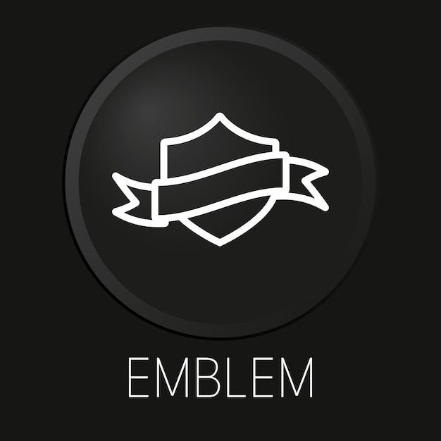 Emblem minimal vector line icon on 3D button isolated on black background Premium Vector