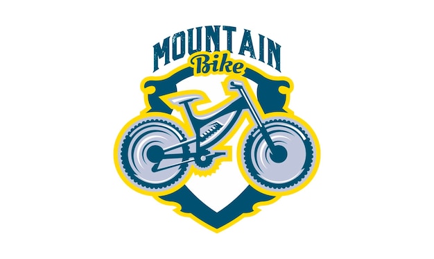 L'emblema della mountain bike logo della bici sportiva sport bicicletta in discesa mtb bmx race extreme illustrazione vettoriale