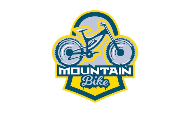 L'emblema della mountain bike logo della bici sportiva sport bicicletta in discesa mtb bmx race extreme illustrazione vettoriale