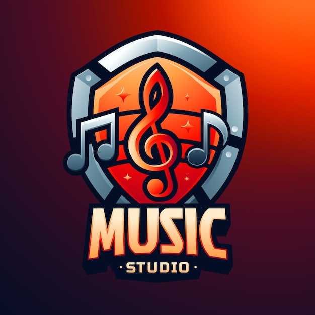 Vettore design del logo dell'emblema della musica