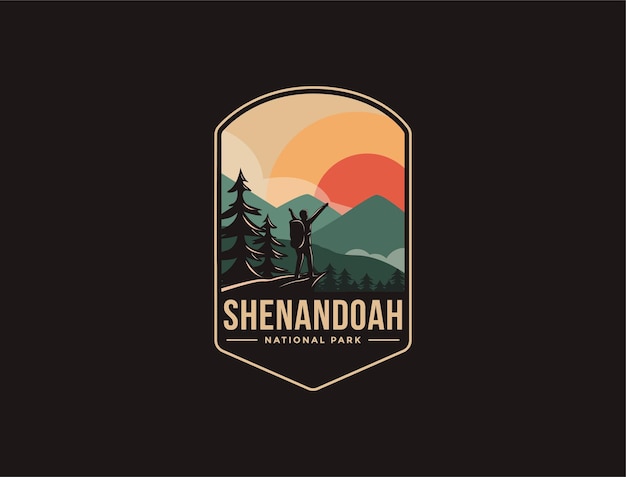 어두운 배경에 Shenandoah 국립 공원의 상징 패치 로고 그림