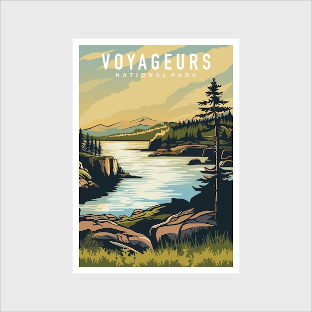블럼 스티커 패치 로고 Voyageurs 국립 공원의 일러스트레이션