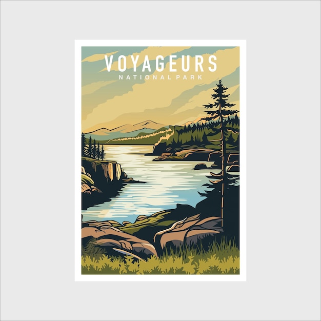 Vector emblem sticker patch logo illustration of voyageurs national park